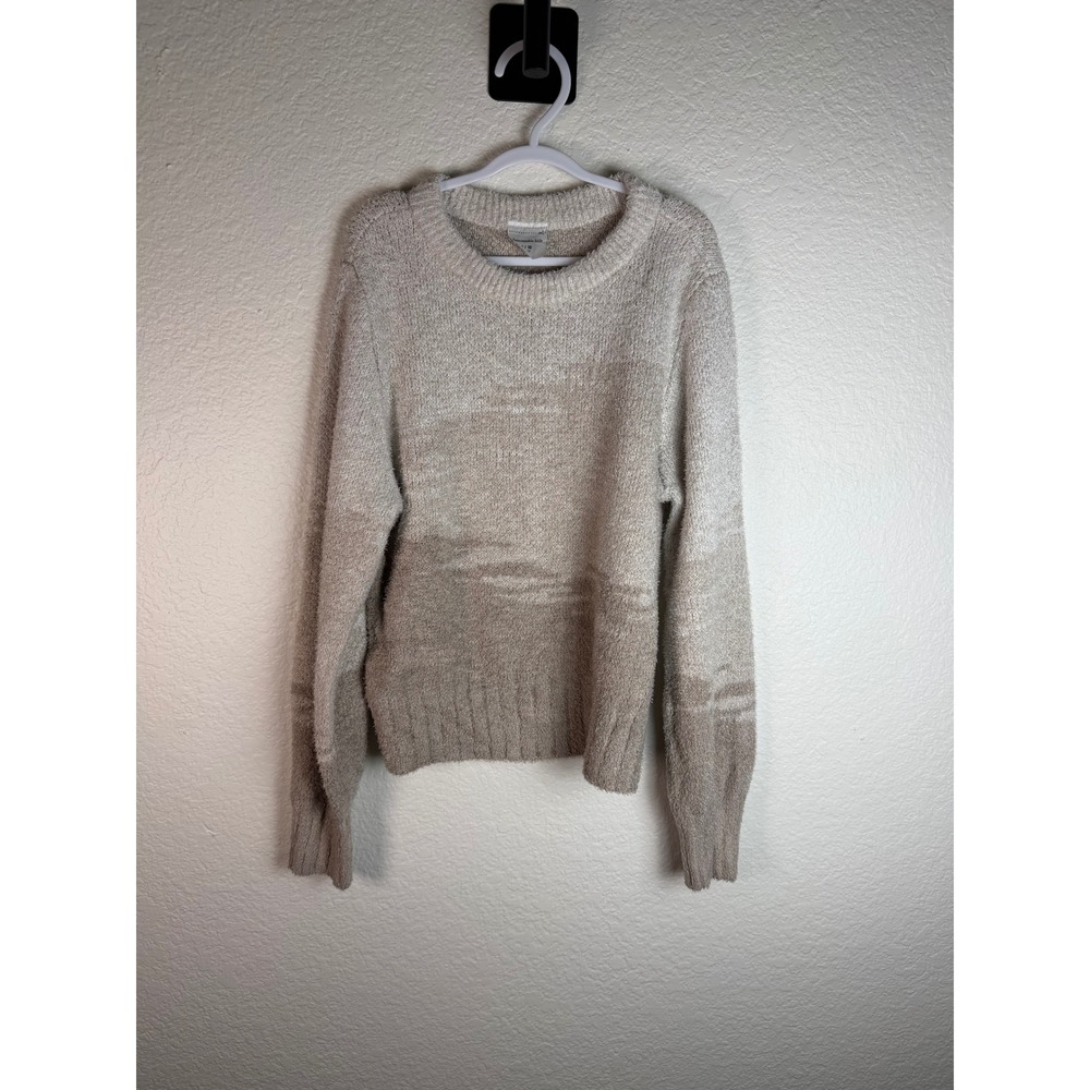 ABERCROMBIE KIDS Girls 9 10 Beige Fuzzy Crewneck Pullover Sweater Viscose